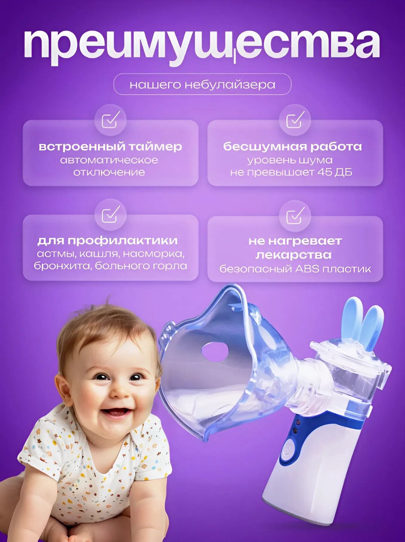 Изображение Портативный Меш ингалятор небулайзер