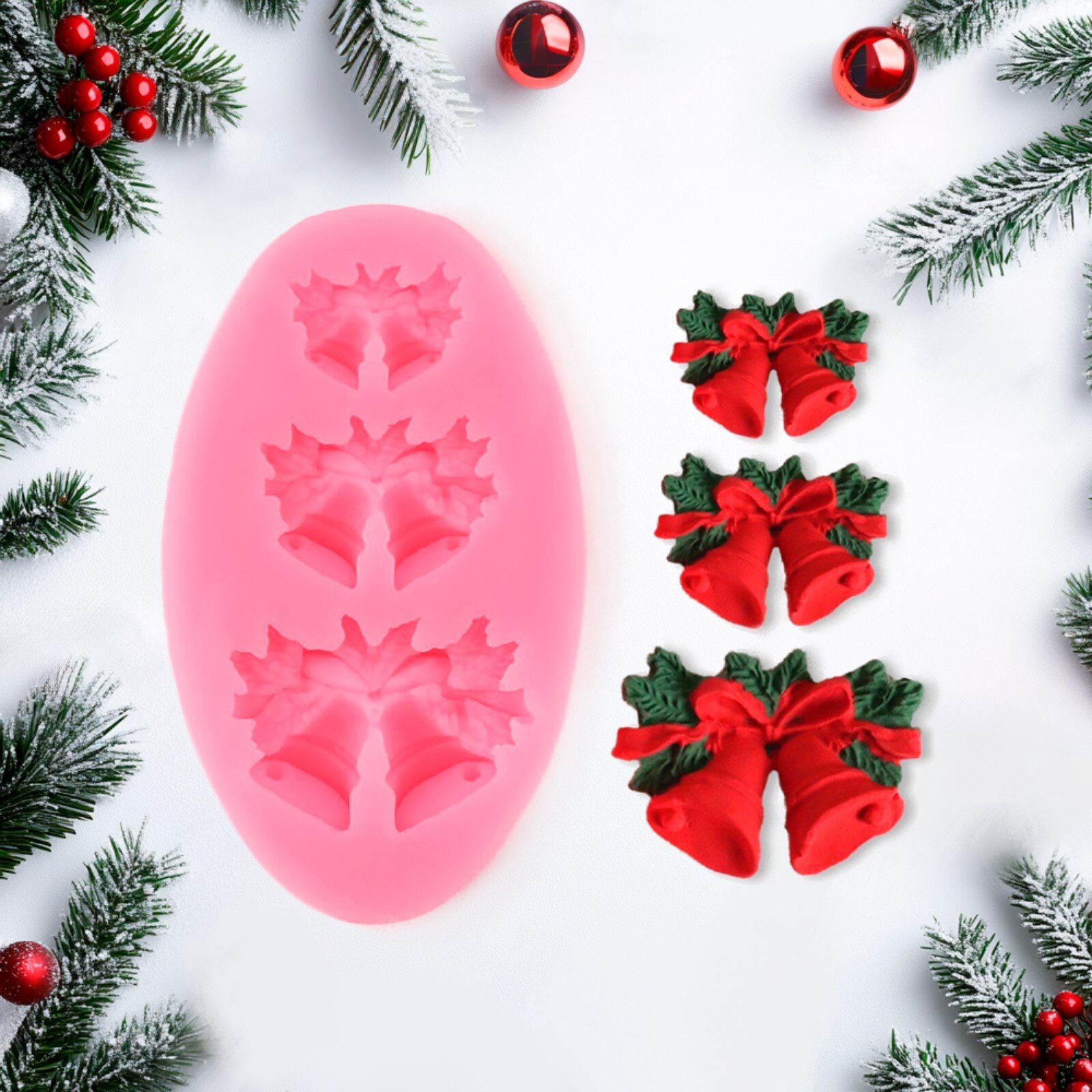 Молд силиконовый для шоколада «Колокольчики» новогодний