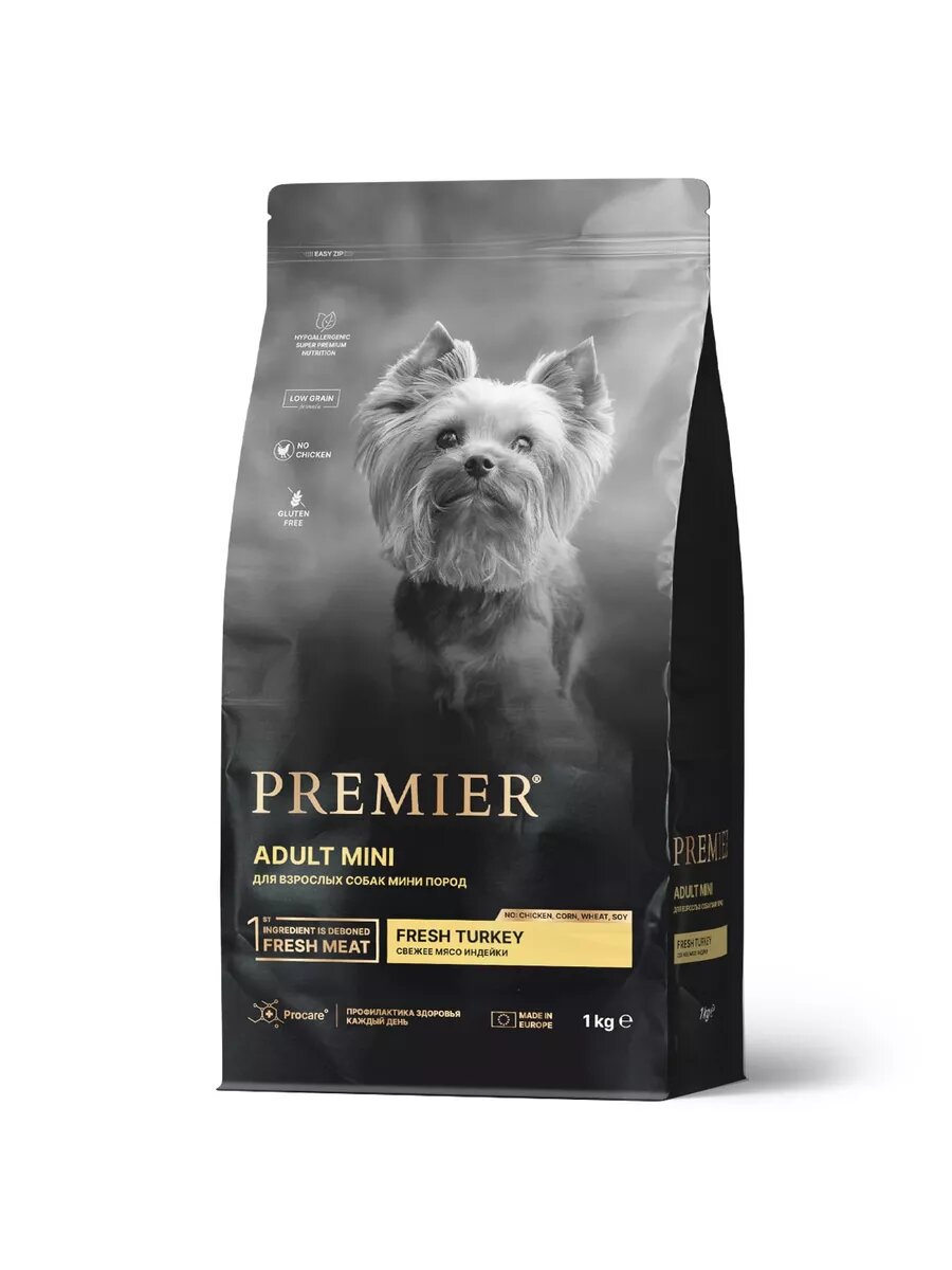 Сухой корм Premier Dog "Turkey ADULT Mini", для взрослых собак, мелких пород, 1 кг