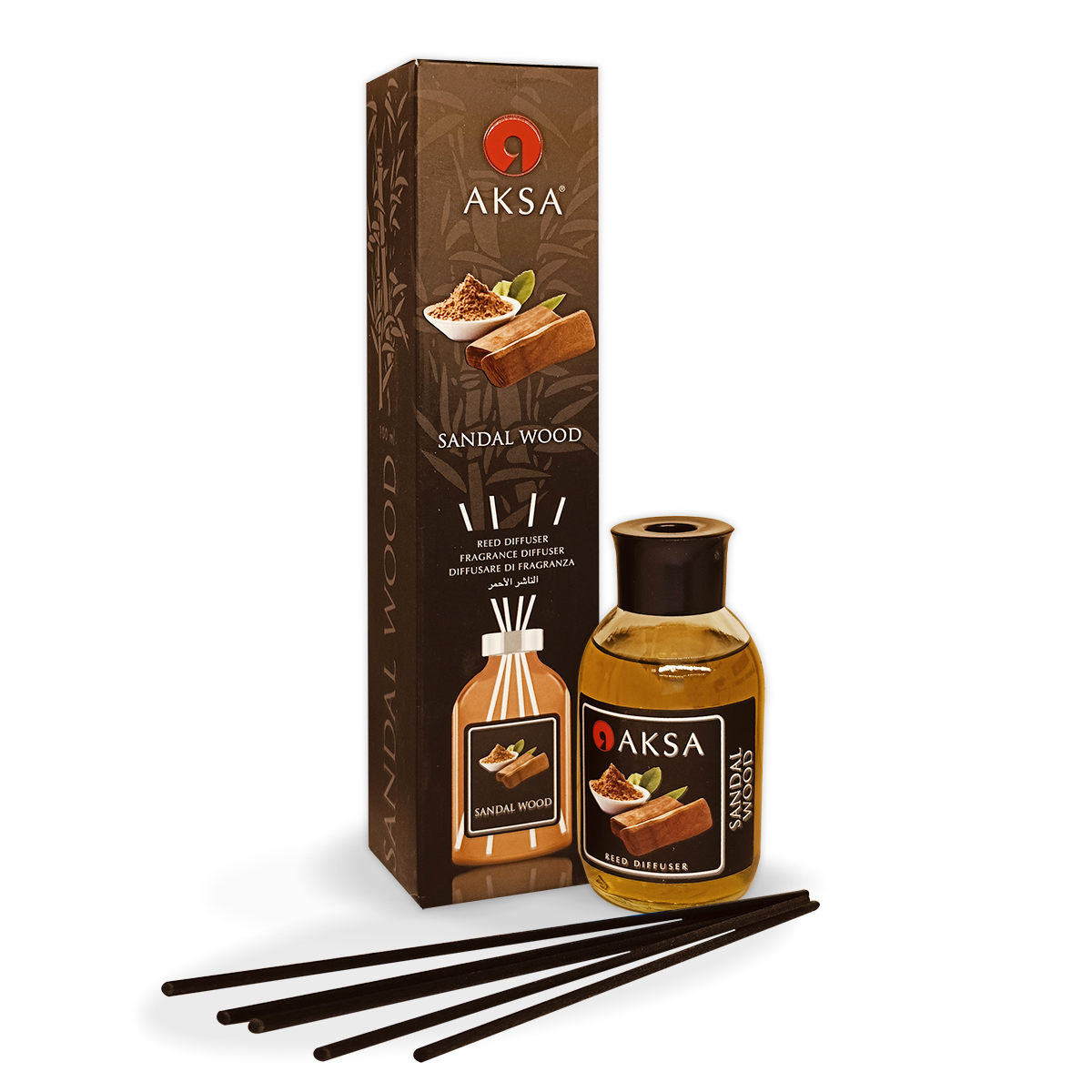 Ароматизатор для дома, Диффузор ароматический с палочками Aksa Sandal Wood (Сандал) 100мл