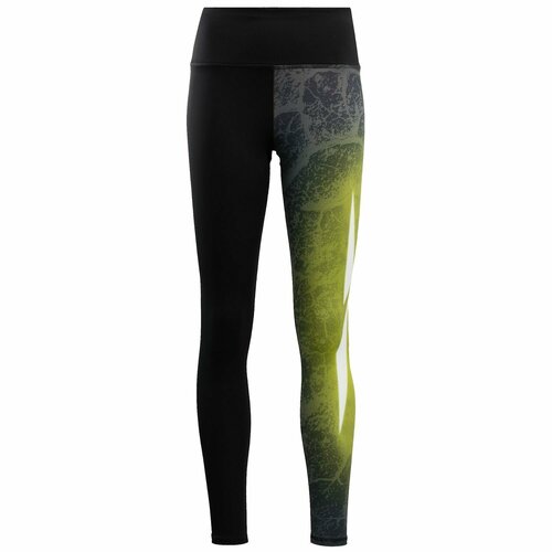 фото Легинсы спортивные reebok lux bold graphic tight, размер s int, размер s, черный/желтый