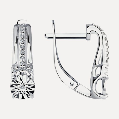 Изображение товара Серьги, серебро, 925 проба, родирование, бриллиант, фианит