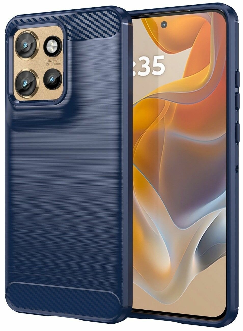 Чехол на Motorola Moto S50 силиконовый карбон сталь синий