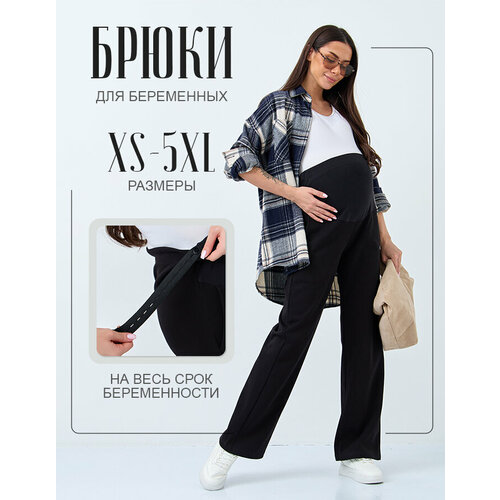 фото Брюки палаццо preggy для беременных, размер s, черный