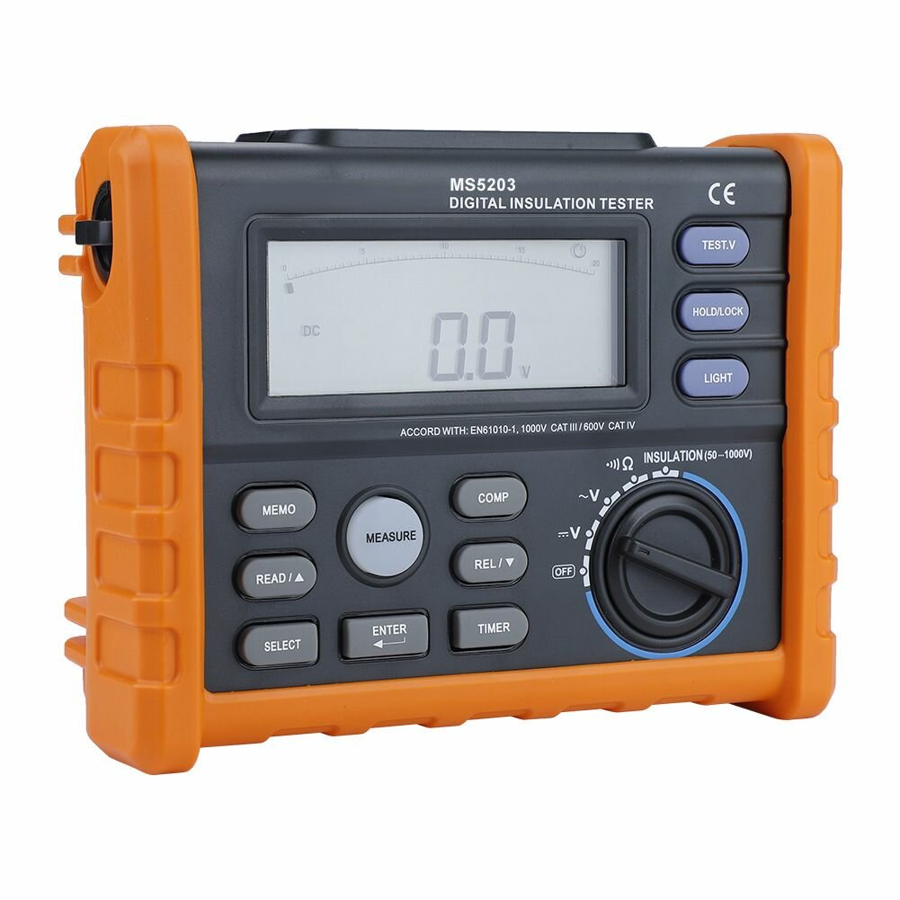 Изображение PEAKMETER MS5203 Измеритель сопротивления изоляции с цифровым и аналоговым дисплеем 50-1000 В