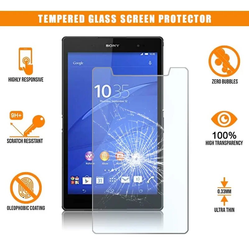 Для Sony Xperia Z3 Tablet Compact 8,0 "полный планшет из закаленного стекла 9H с защитой от царапин HD прозрачная пленка Защитная крышка, clear