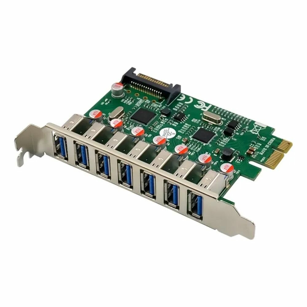 Контроллер PCIe x1 v2.0 (VL805+VL812) USB 3.2 Gen1x1, 7 x USB-A (ORIENT VA-3U7PE)