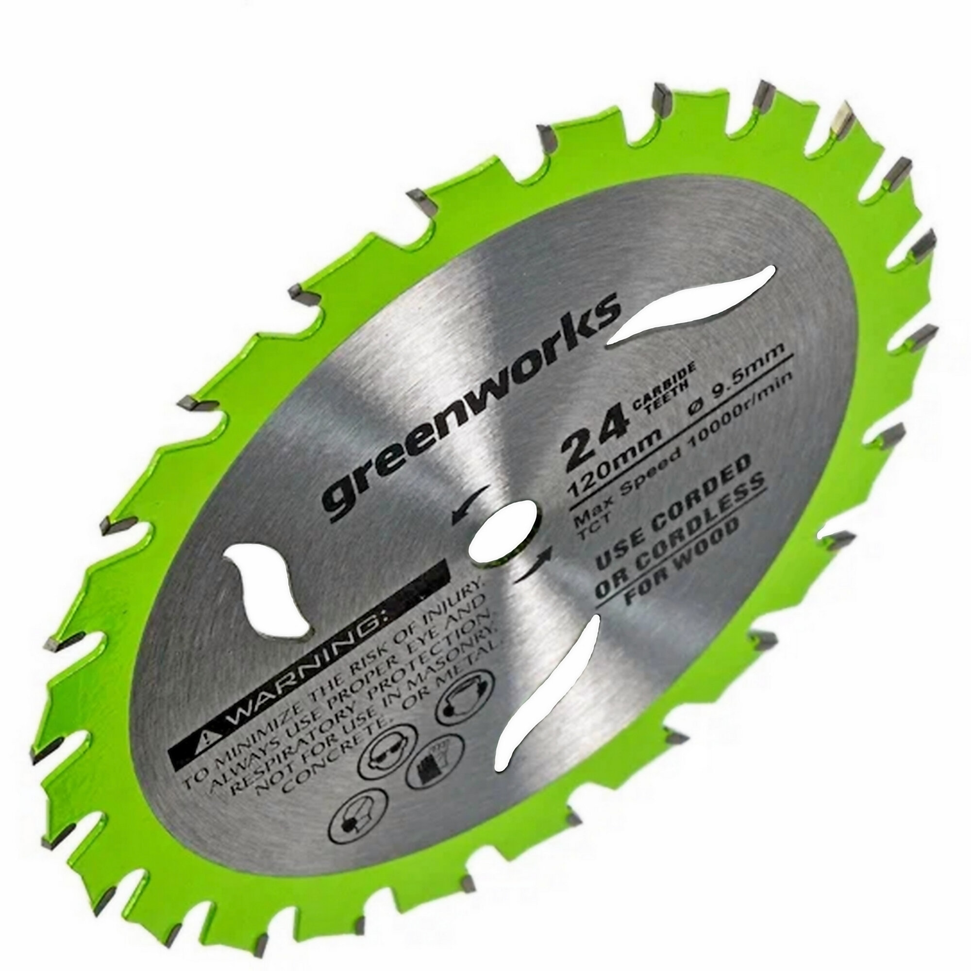 Пильный диск GreenWorks 2952507, для дерева, 120x9.5x1.0мм, твердосплавный, 24 зубца — фото 1