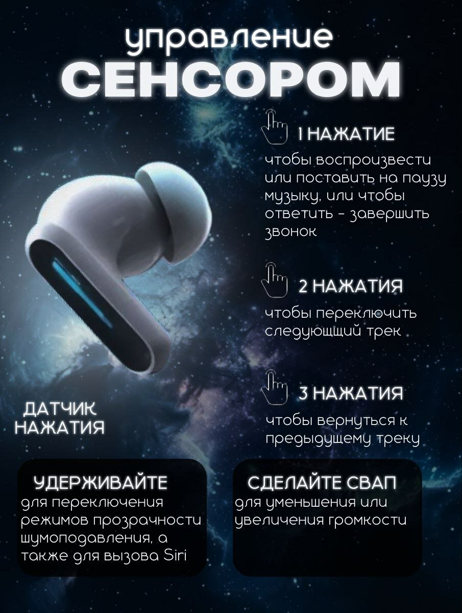 Беспроводные наушники внутриканальные, Bluetooth, шумоподавление, микрофон, вакуумные вкладыши, USB Type-C, белый — фото 1