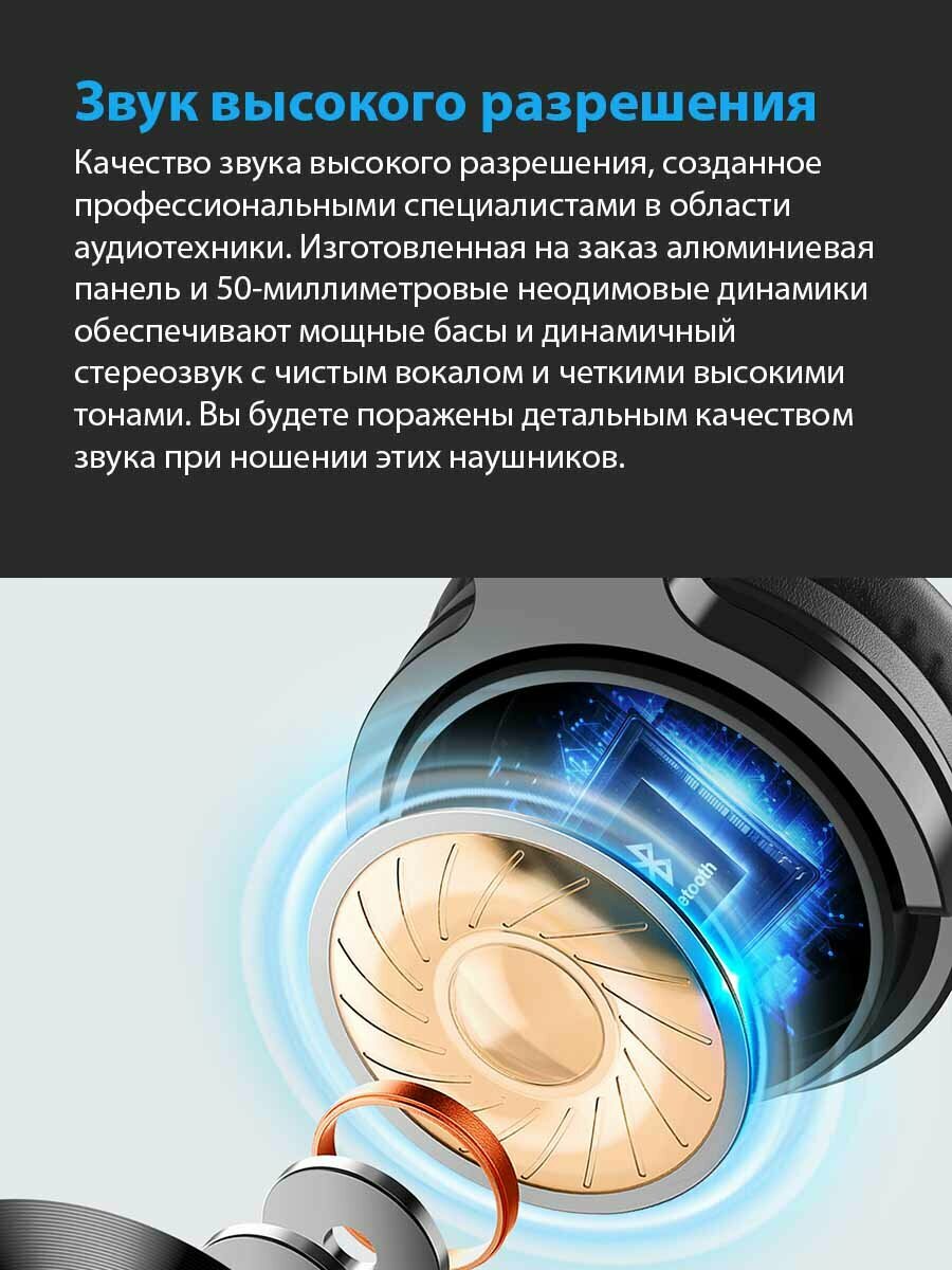 Беспроводные наушники OneOdio Y80B Pro-C, Bluetooth, накладные, 110 часов, чёрные — фото 1