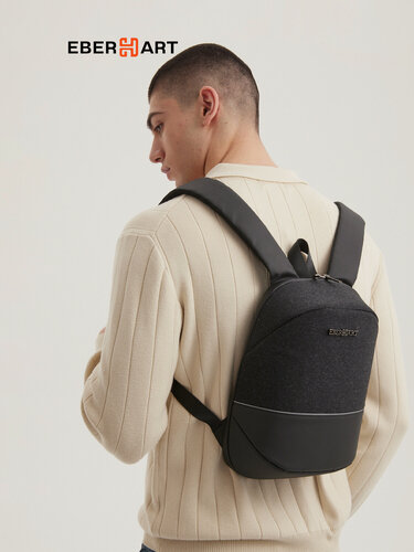 Изображение товара Городской маленький рюкзак для ручной клади Eberhart Legacy, полиэстер, черный, 23*10*33 см, 0.58 см, 7.39 л / Стильный, прочный и легкий рюкзак для похода и путешествий в самолет