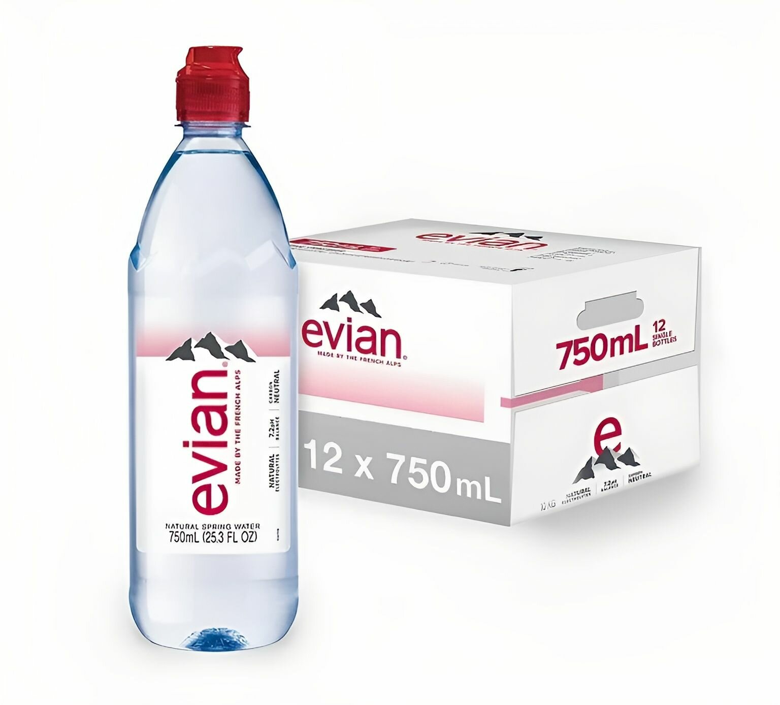 Вода минеральная негазированная Evian (Эвиан) 0,75 л. х 12 шт, Спорт