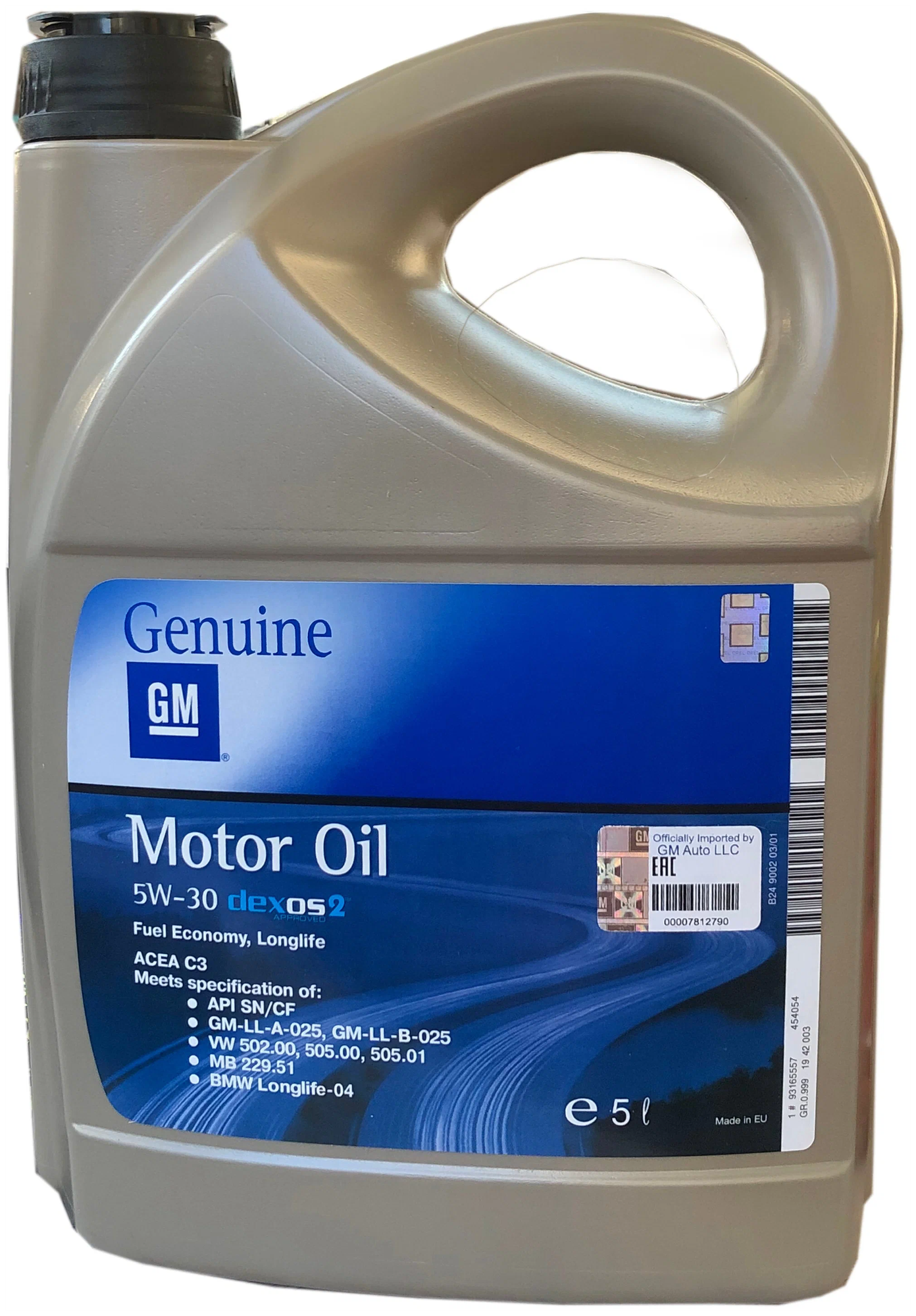 Масло моторное синтетическое GM dexos2 5W-30, 5 л. GM 93165557