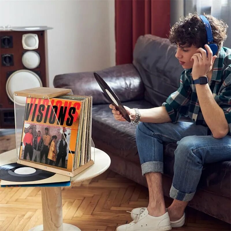 Подставка ящик для хранения виниловых пластинок и журналовЯщик кейс органайзер для хранения до 40 виниловых пластинок