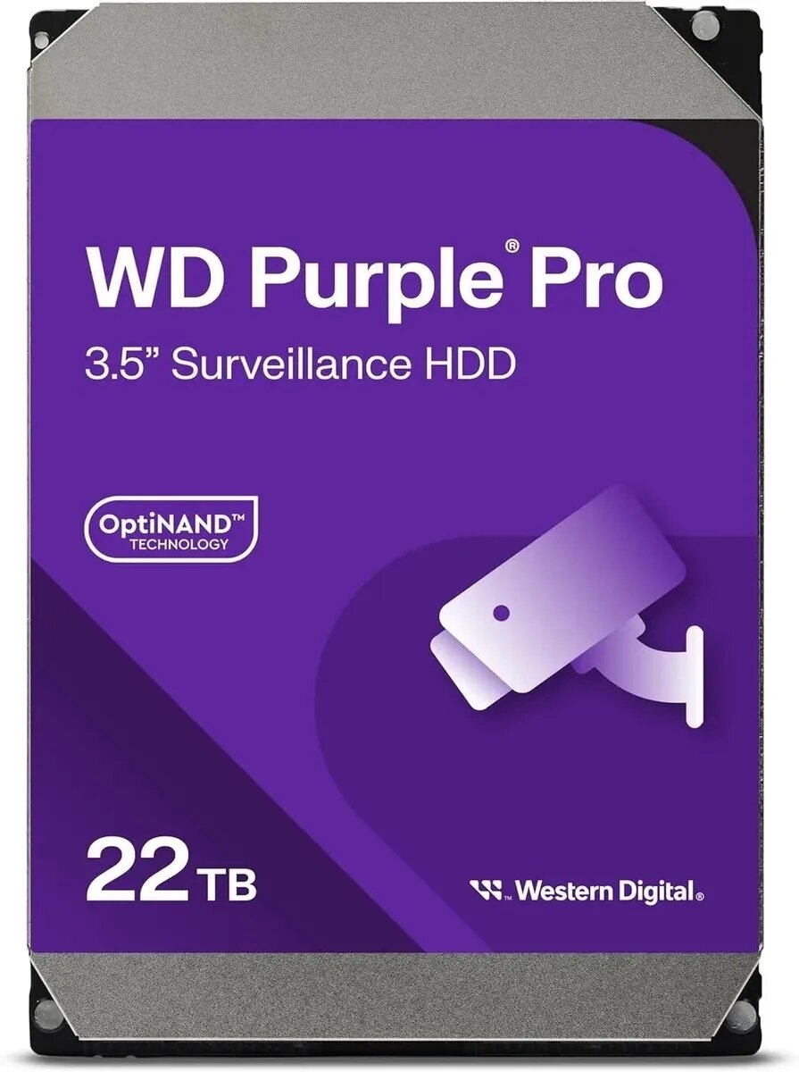 Жесткий диск Western Digital Purple PRO WD221PURP 22TB 3.5 7200 RPM 512MB SATA-III All Frame AI для систем видеонаблюдения