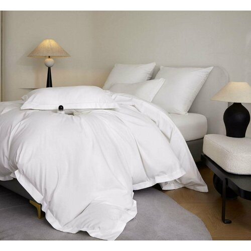 Комплект постельного белья Winni 1.5 спальный, Бархатный сатин, Белый