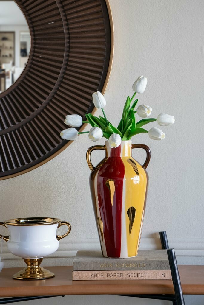 A61209 Ваза настольная акцентная 19х16х32см, керамика, красная, Glasar