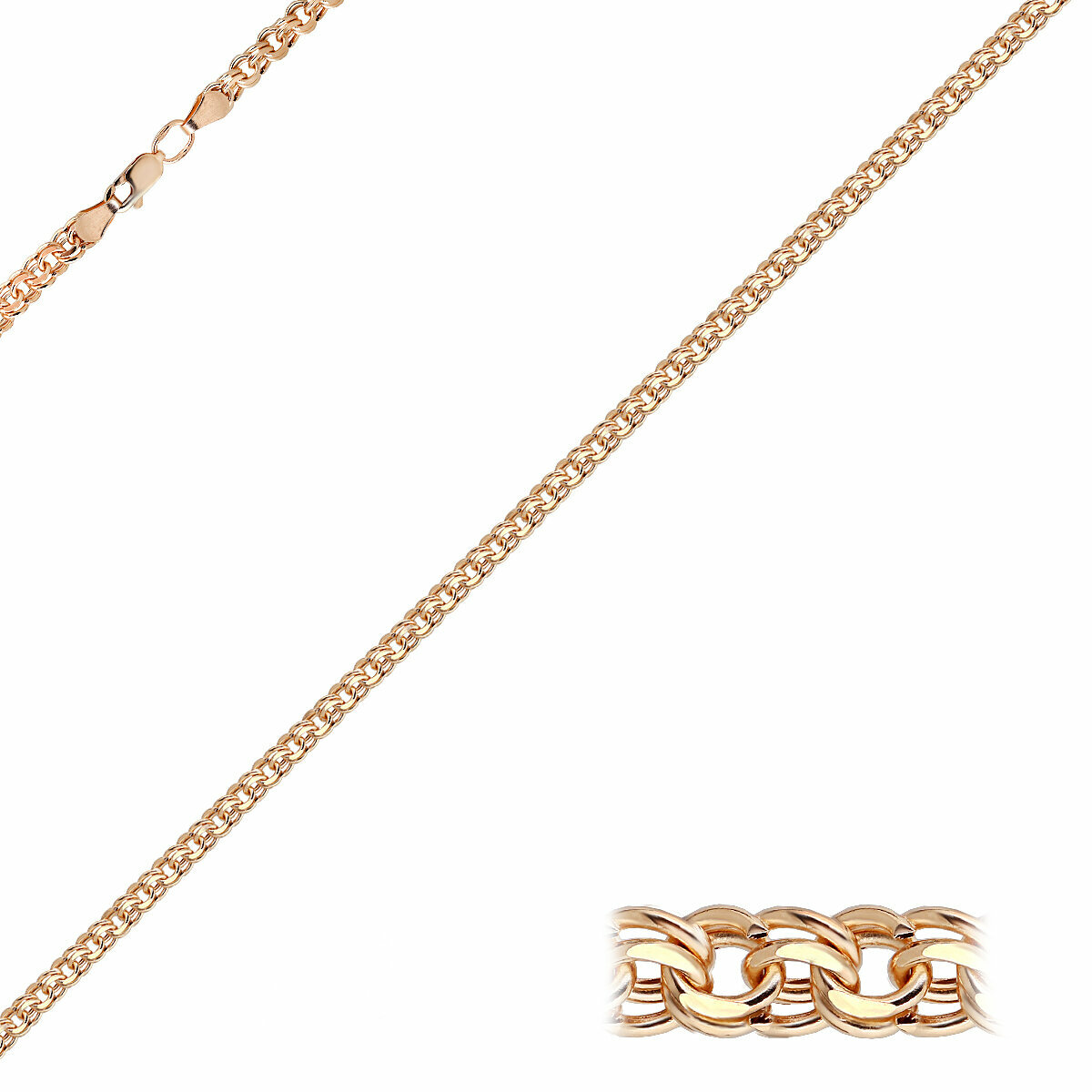 Цепь AZADE, красное золото, 585 проба, длина 50 см, средний вес 9.69 г, , красный