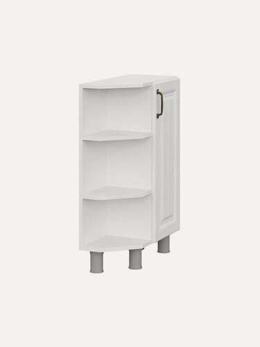 Изображение товара Кухонный модуль напольный, торцевой стол Флоренс с полками, с доводчиками, 30х54х82.4 см, Белый / Белый текстурный