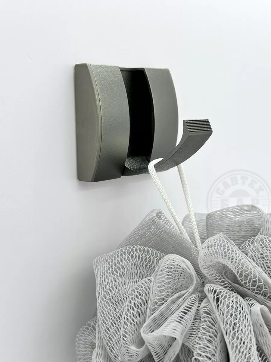 Вешалка настенная металлическая 1 складной крючок цвет серый матовый