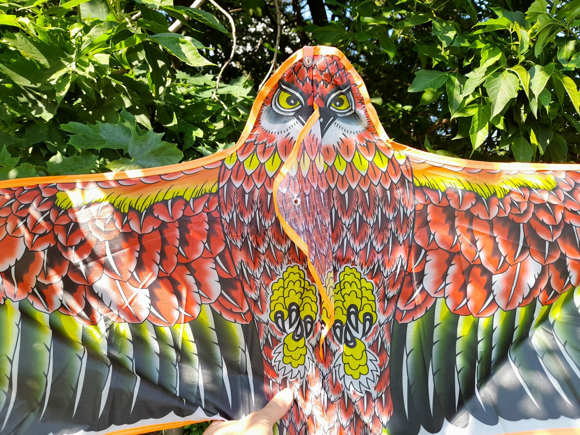 Красочный воздушный змей в форме Орла, размах 1,5 м, отлично взлетает и держится в воздухе, оранжевый — фото 1