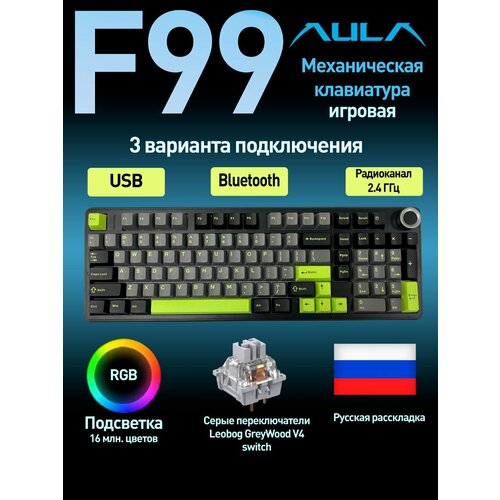 Беспроводная механическая клавиатура Epomaker x Aula F75 Blue 75 Bluetooth 50 24Ghz USB Type-C Английская раскладка 6400₽