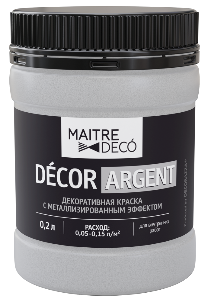 Краска декоративная Maitre Deco Décor Серебро полуглянцевая цвет серебряный 0.2 л