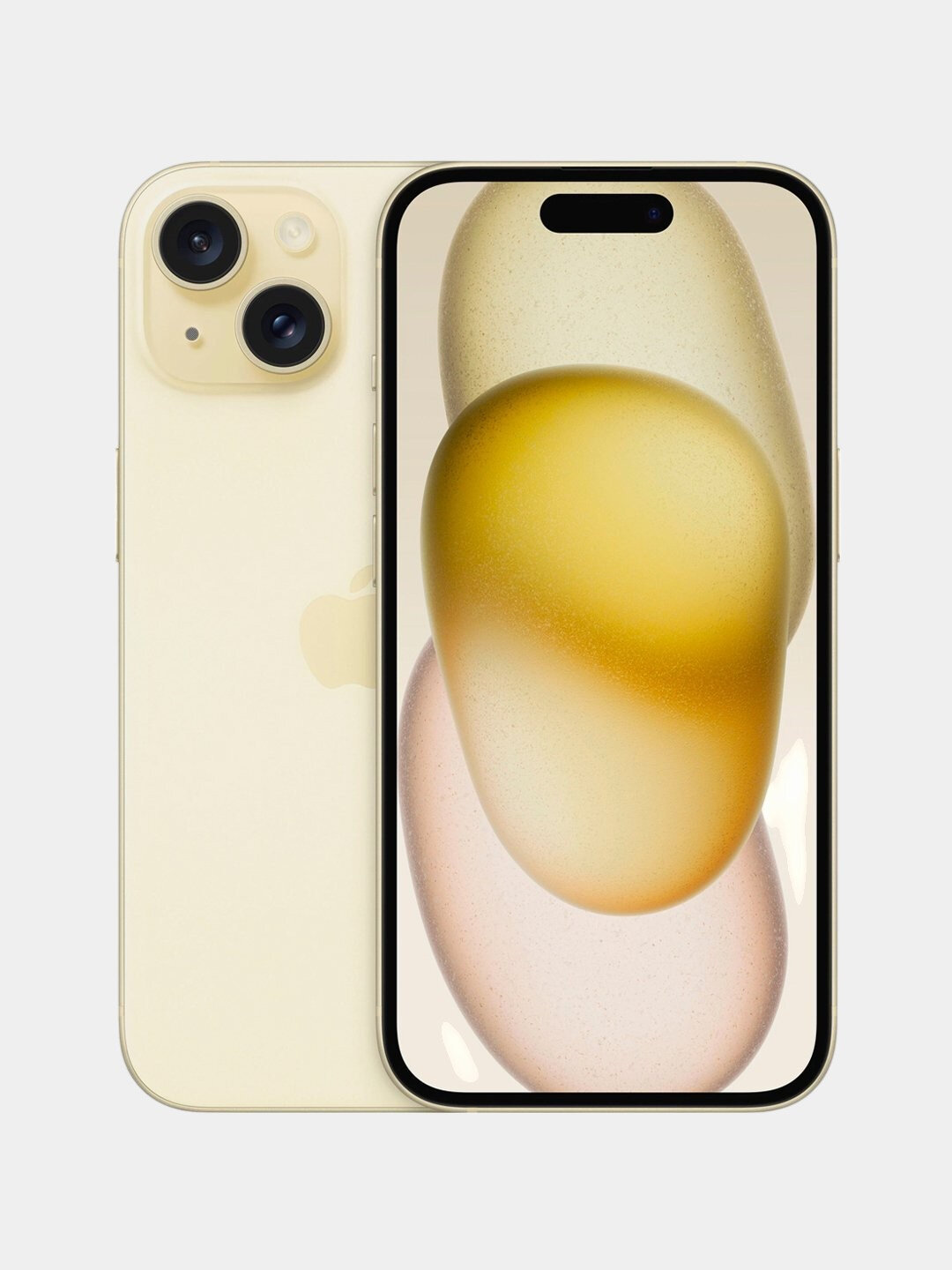 Смартфон iPhone 15, процессор Apple A16, экран 6.1", NFC, камера 48 Мп, желтый