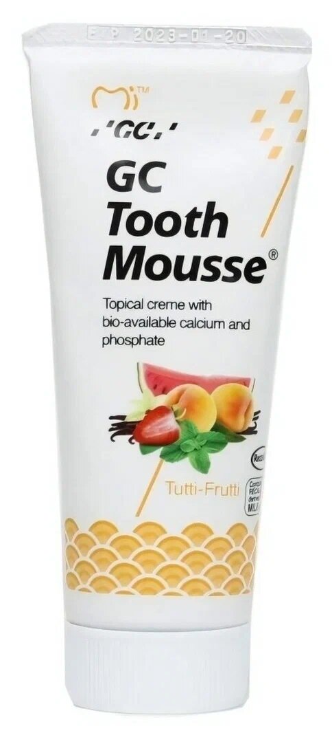 Картинки Зубной гель Tooth Mousse Тусс мусс - аппликационный гель для реминерализации и снижения чувствительности зубов, 40 г (Мультифрукт)