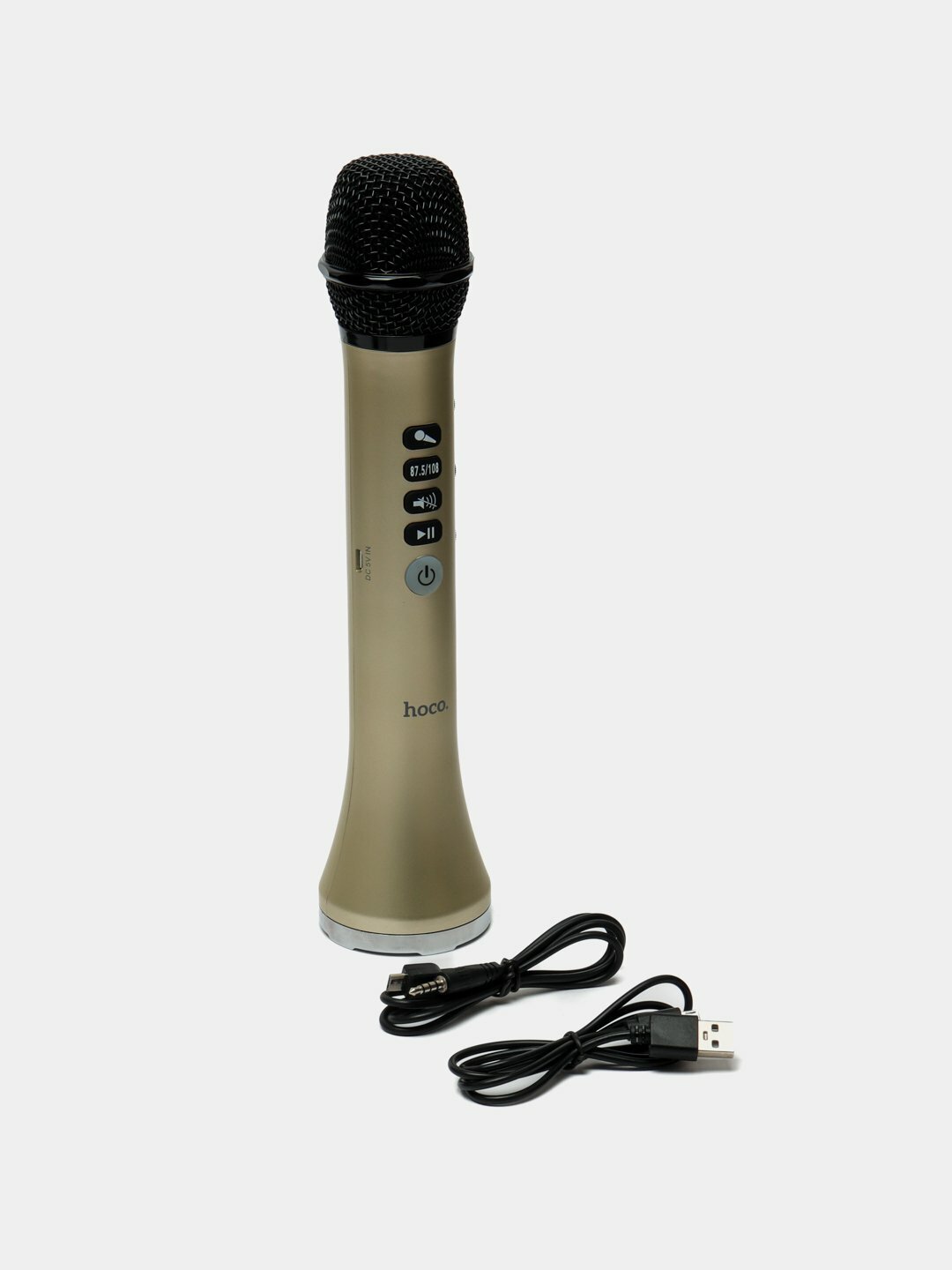 Микрофон Hoco BK9 Singing караоке, беспроводной, Bluetooth 4.2, динамик 52 мм, 30 Вт, 2000 мА·ч, AUX, FM, до 3 ч работы