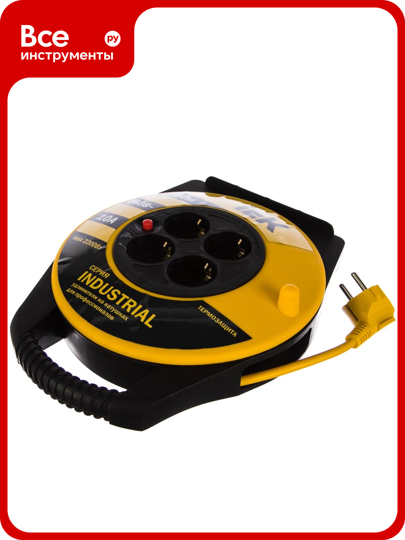 Удлинитель на катушке IEK 4х10м УК10 с термозащитой 3х1.0 Industrial WKP14-10-04-10 277734