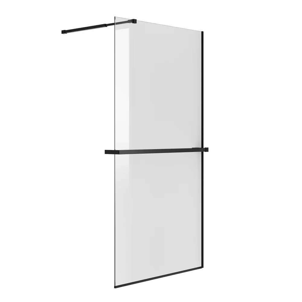 Душевая перегородка Niagara Nova NG-670-90ВLACK 90х195 профиль матовый черный стекло прозрачное с полкой