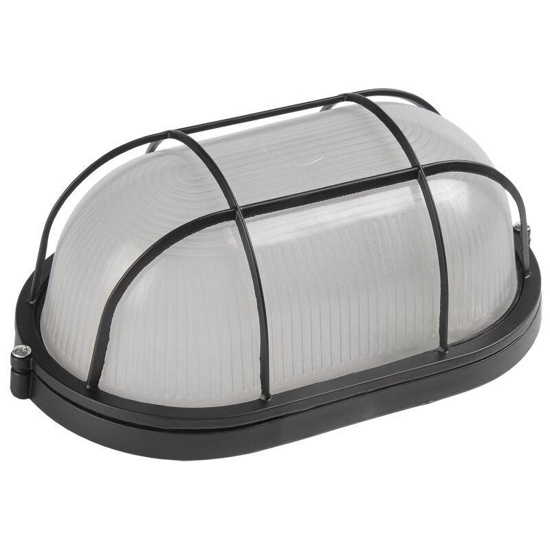 IEK Светильник НПП 1402 60Вт E27 IP54 черный овал с решеткой ИЭК LNPP0-1402-1-060-K02