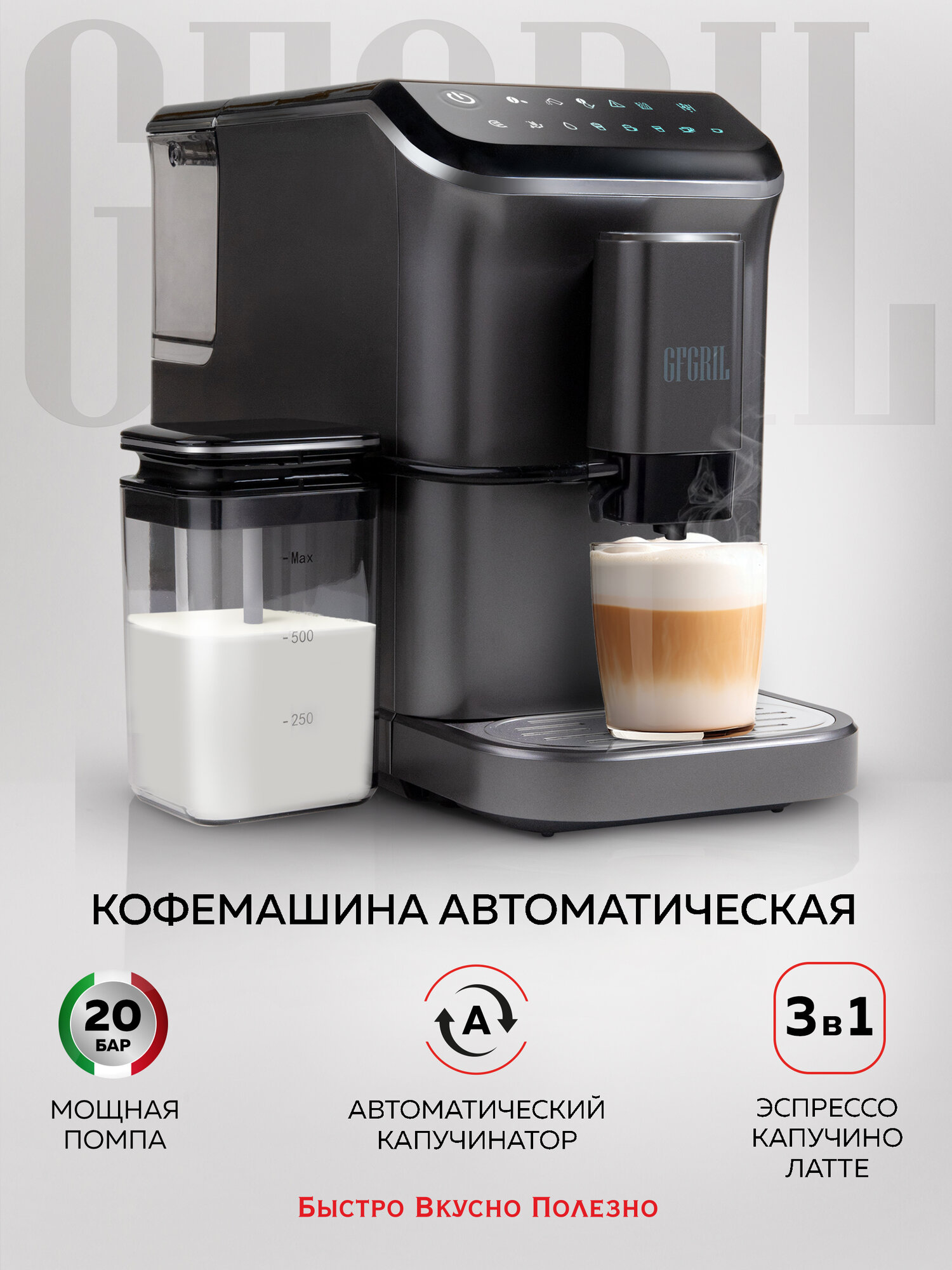 GFGRIL Кофеварка мультикапсульная 3 в 1 GFC-C300 для молотого кофе и капсул типа Nespresso и Dolce Gusto