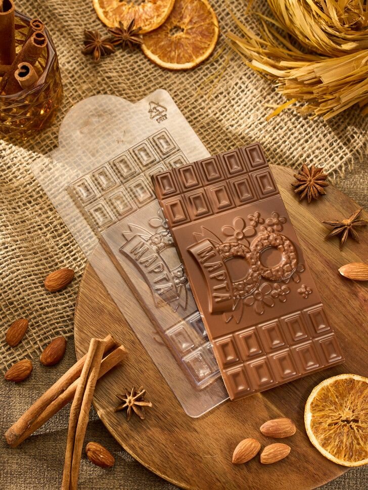 Шоколад 8 марта плитка шоколада  форма пластиковая