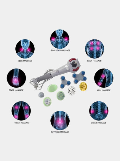 Массажер для тела Braun Energy King, вибрационный, 8 сменных насадок, 1,2 кг — фото 1
