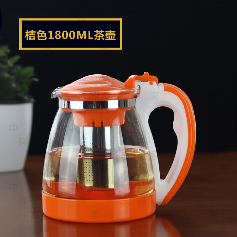 Чайник заварочный Fyuan, стекло/сталь, фильтр, термостойкий, 1,8л оранживый