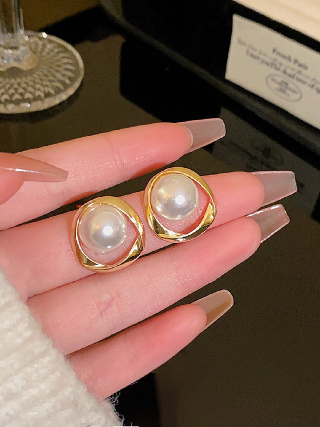 Моносерьга, Swarovski Zirconia, golden — фото 1