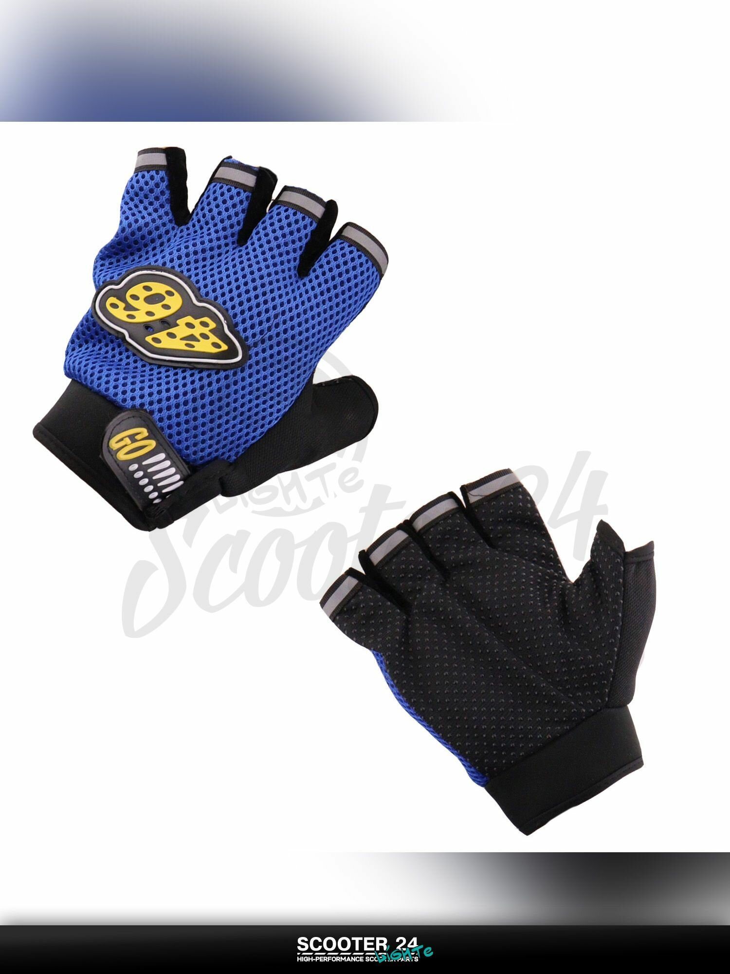 Перчатки универсальные для мотоцикла / эндуро / питбайка без пальцев GO (size: L, синие) 46