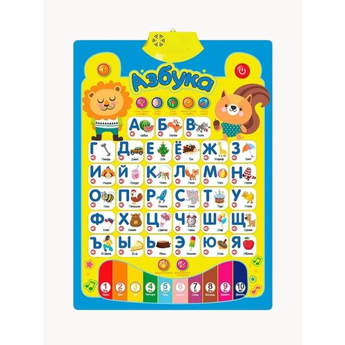 Азбука говорящая алфавит обучающий плакат для малышей учим буквы русский язык музыкальная и интерактивная азбука 612₽