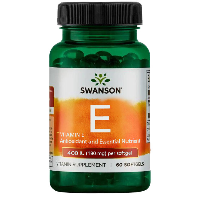 Витамины спортивные Е 400 IU 180 мг Swanson Vitamin E 60 капсул для сердца иммунитета