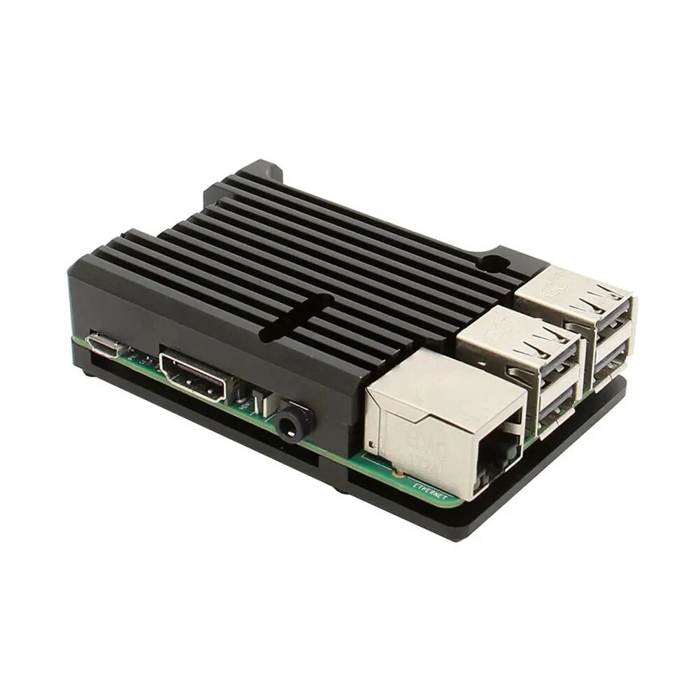 Корпус для Raspberry Pi 3 Model B+ черный алюминий с вентилятором, without fan