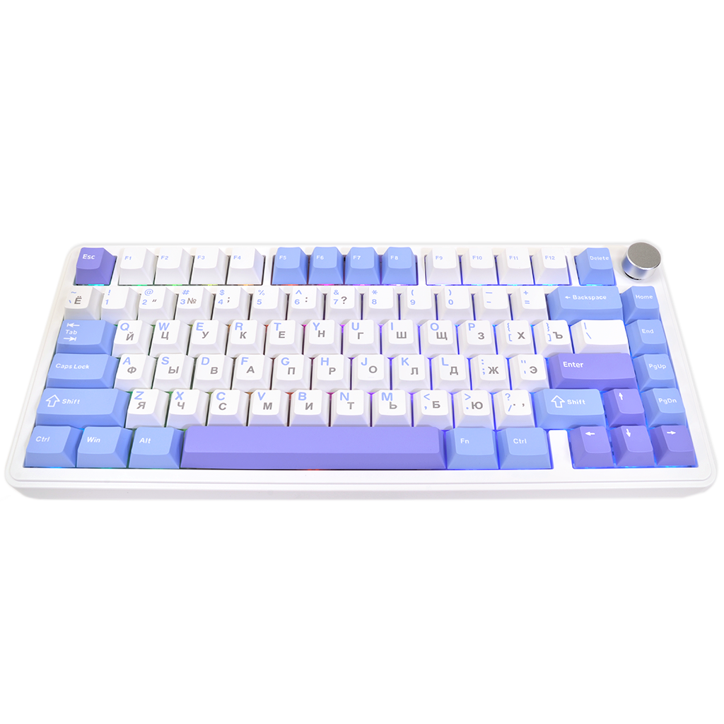 Клавиатура Attack Shark X85 Starlight White (0318) белый/голубой/фиолетовый Русская раскладка USB, Радиоканал, Bluetooth — фото 1