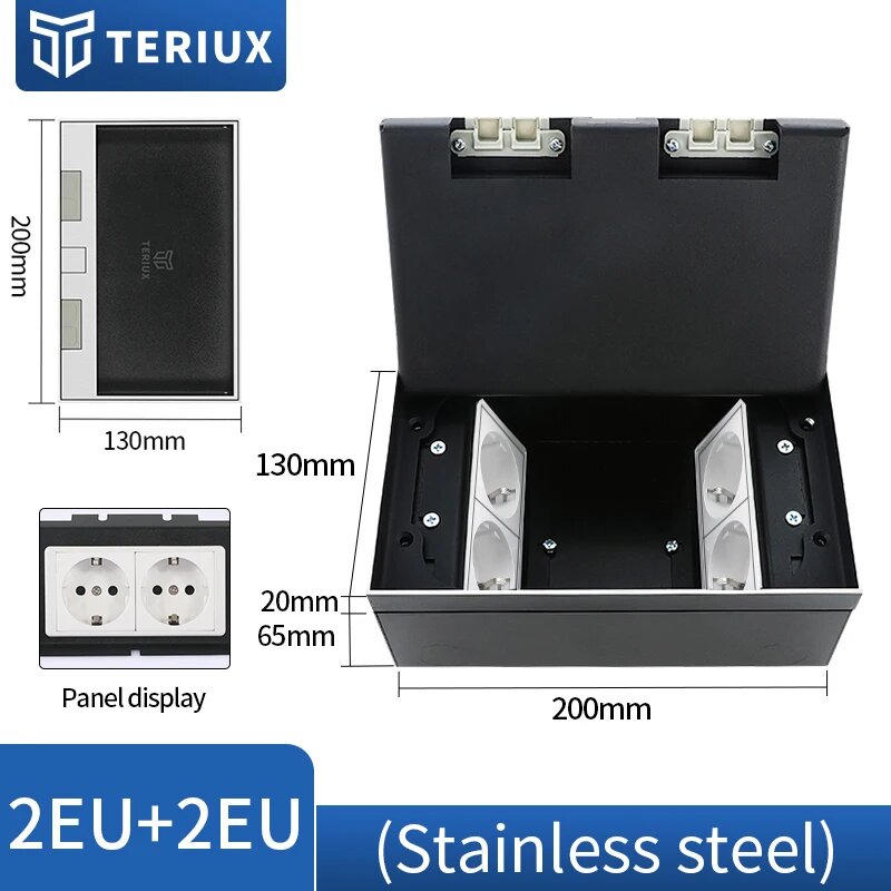 Модульная напольная розетка TERIUX, Black, 250 В, 4EU