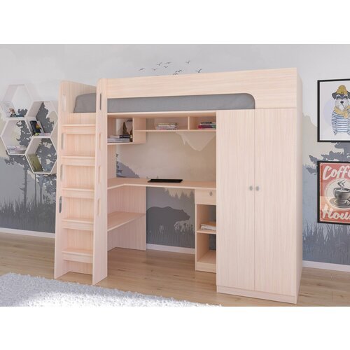 Кровать-чердак Астра 10 1320000001 дуб молочный, в наличии