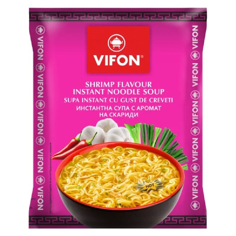 Лапша VIFON быстрого приготовления Вкус креветки /пакет/ 60г