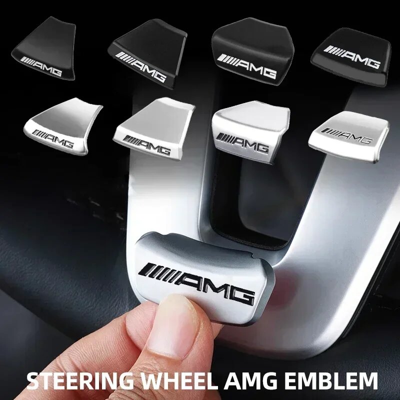 Для AMG логотип наклейка на руль автомобиля эмблема крышка внутренняя наклейка наклейка для AMG Mercedes Benz GLC GLA W204 W205 W212 W213, C style-Silver — фото 1