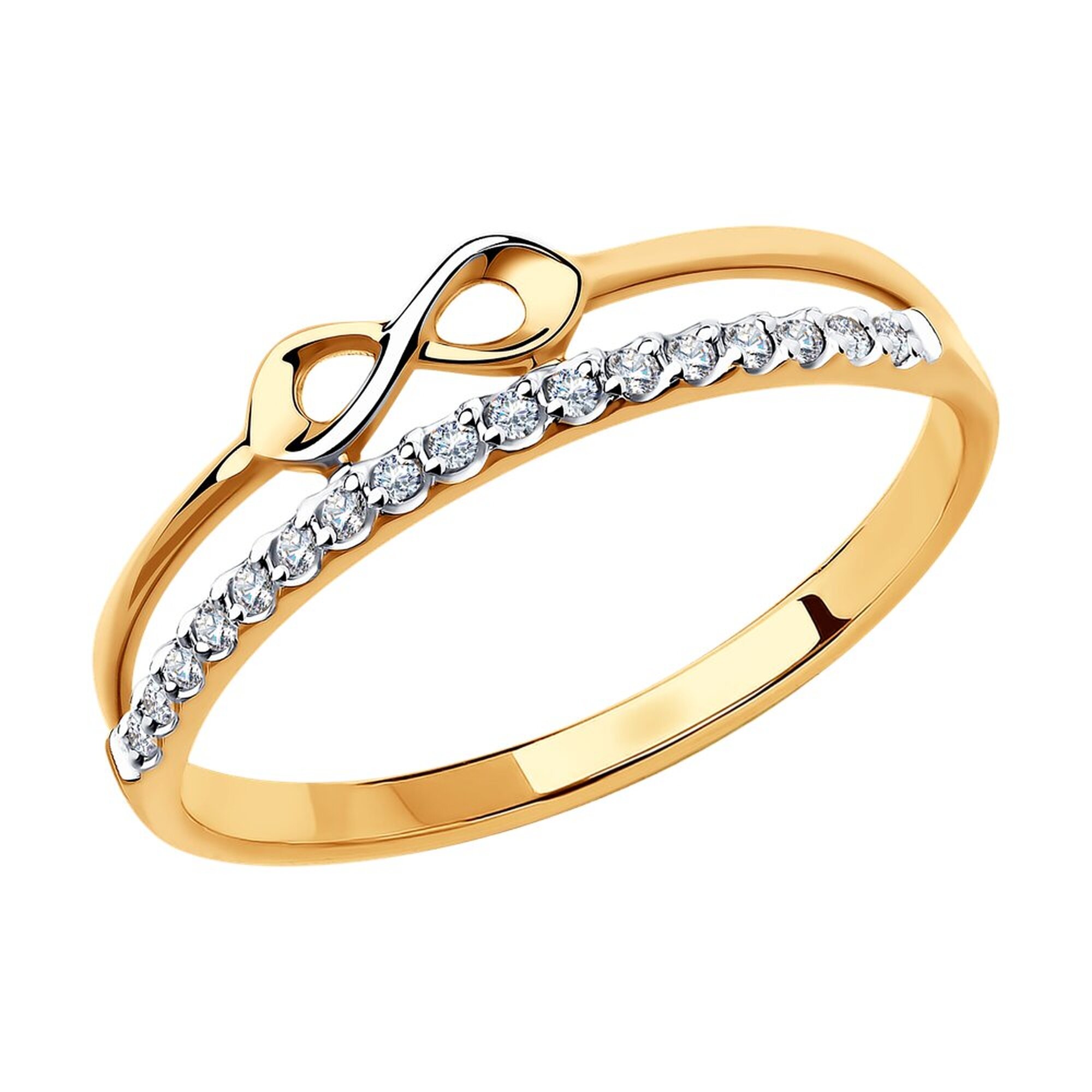 Кольцо дорожка Diamant online, красное золото, 585 проба, фианит