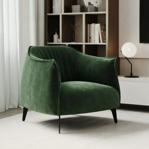 Изображение товара Кресло дизайнерское BELLO STANDART из велюра. Цвет зеленый. Размер 63x72x79 (д/ш/в)