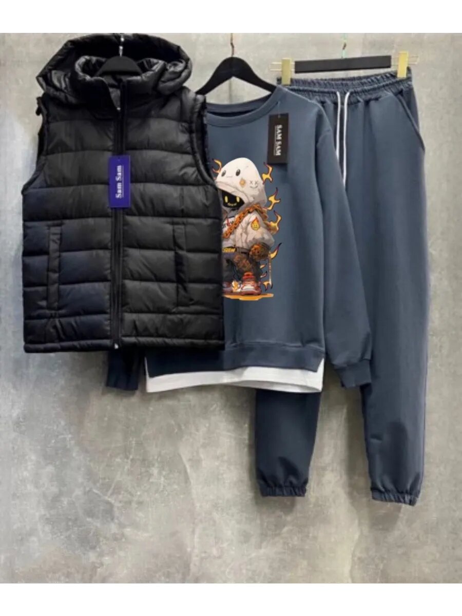 Костюм спортивный  размер 44 рост 158 серый черный